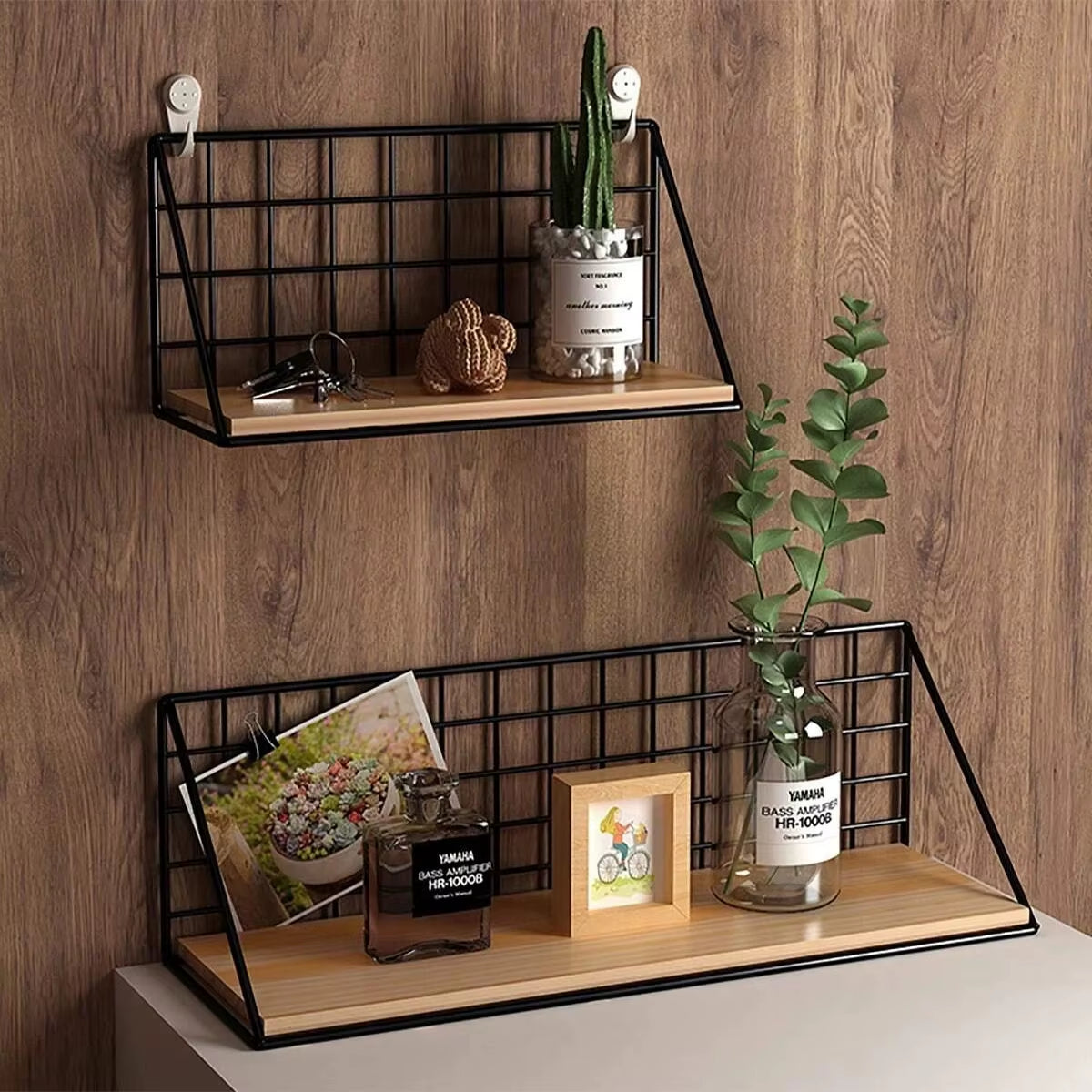 No-Drill Wooden Wall Mounted Floating Shelf – Modern Hanging Storage & Decor Organizer for Living Room & Bedroom