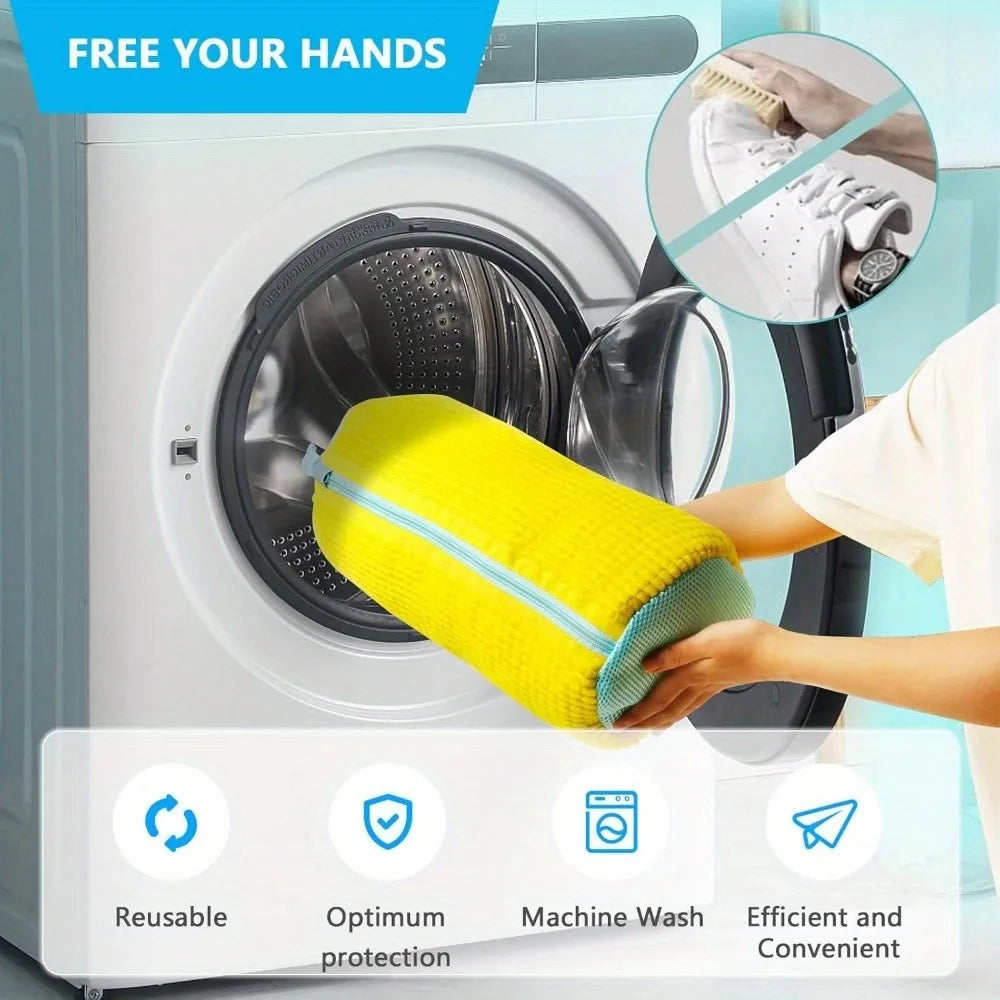 👟 Shoe Cleaning Laundry Wash Bag – Protective Sneaker Washer Bag with Brush for Deep Clean Without Damage