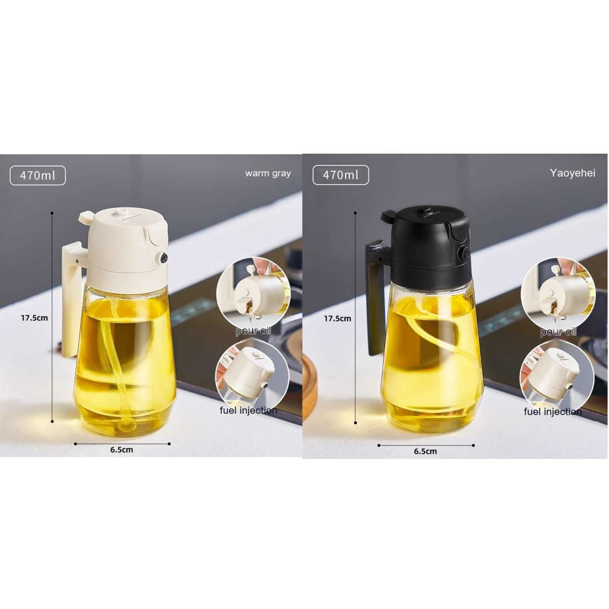 Glass Oil Spray Bottle – Refillable Kitchen Oil Mister for Cooking & BBQ
