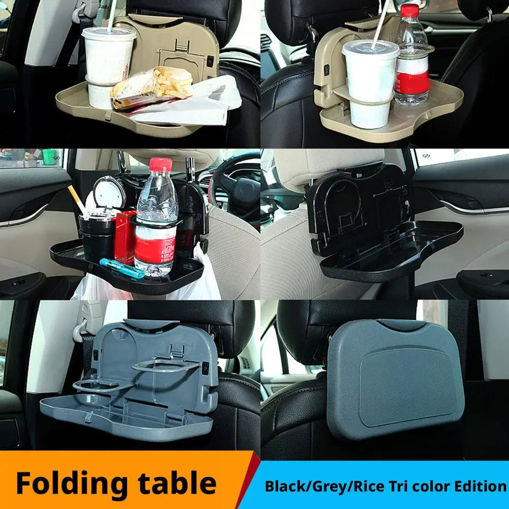 Ultimate Foldable Car Backseat Desk - Portable Meal Tray & Drink Holder for On-the-Go Dining!