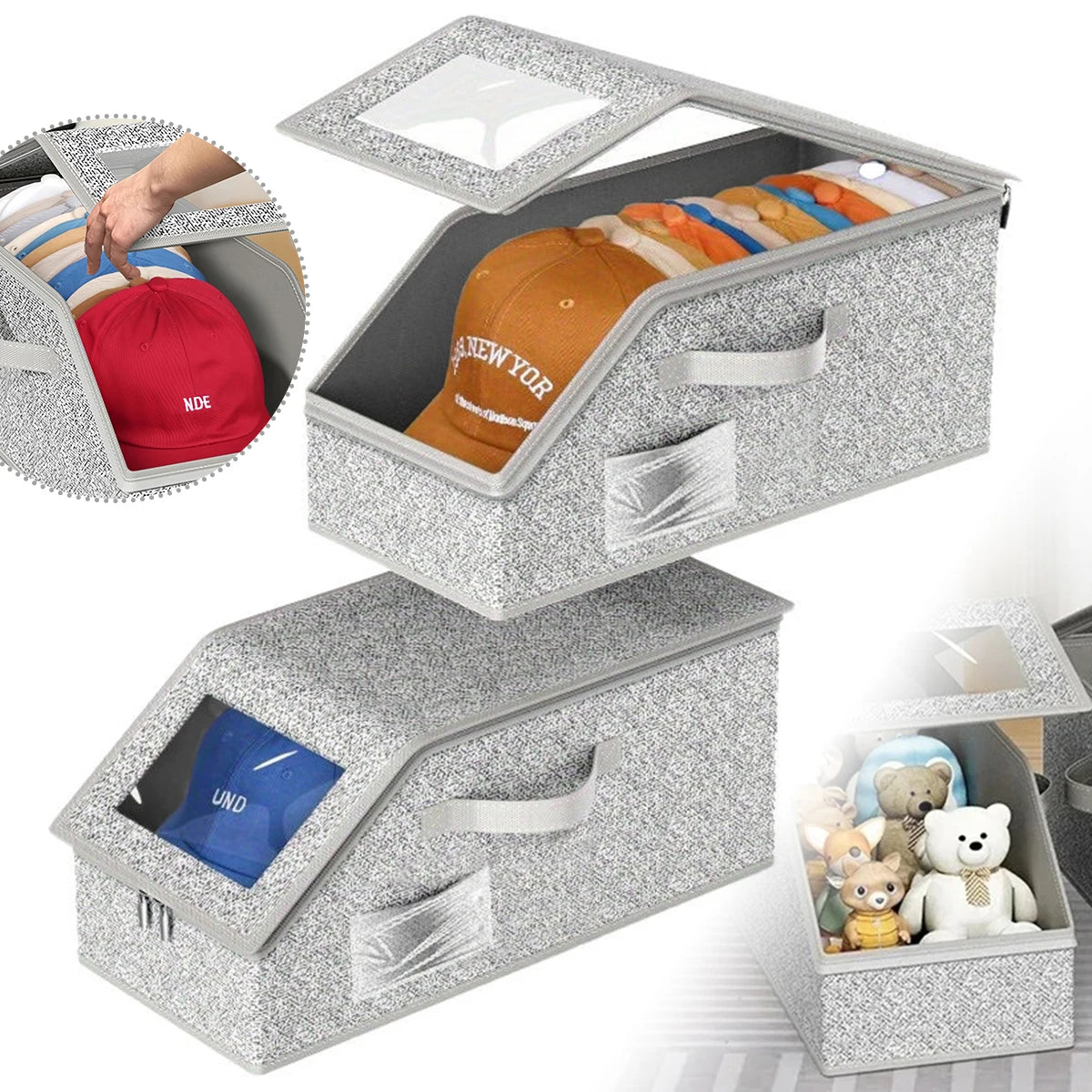 Foldable Zipper Baseball Cap and Hat Storage Organizer - Versatile Wardrobe Storage Solution for Accessories, Socks, and Toys