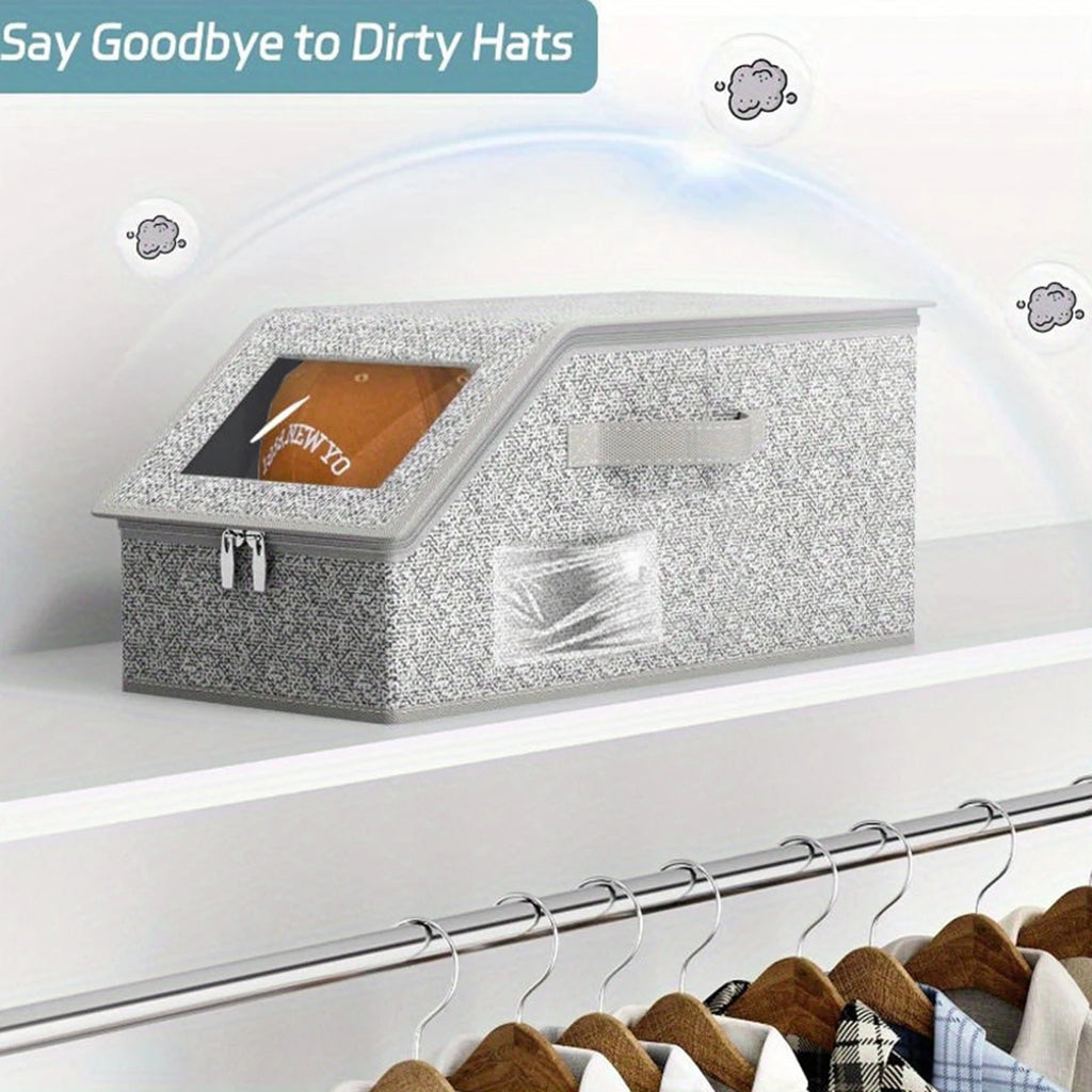 Foldable Zipper Baseball Cap and Hat Storage Organizer - Versatile Wardrobe Storage Solution for Accessories, Socks, and Toys
