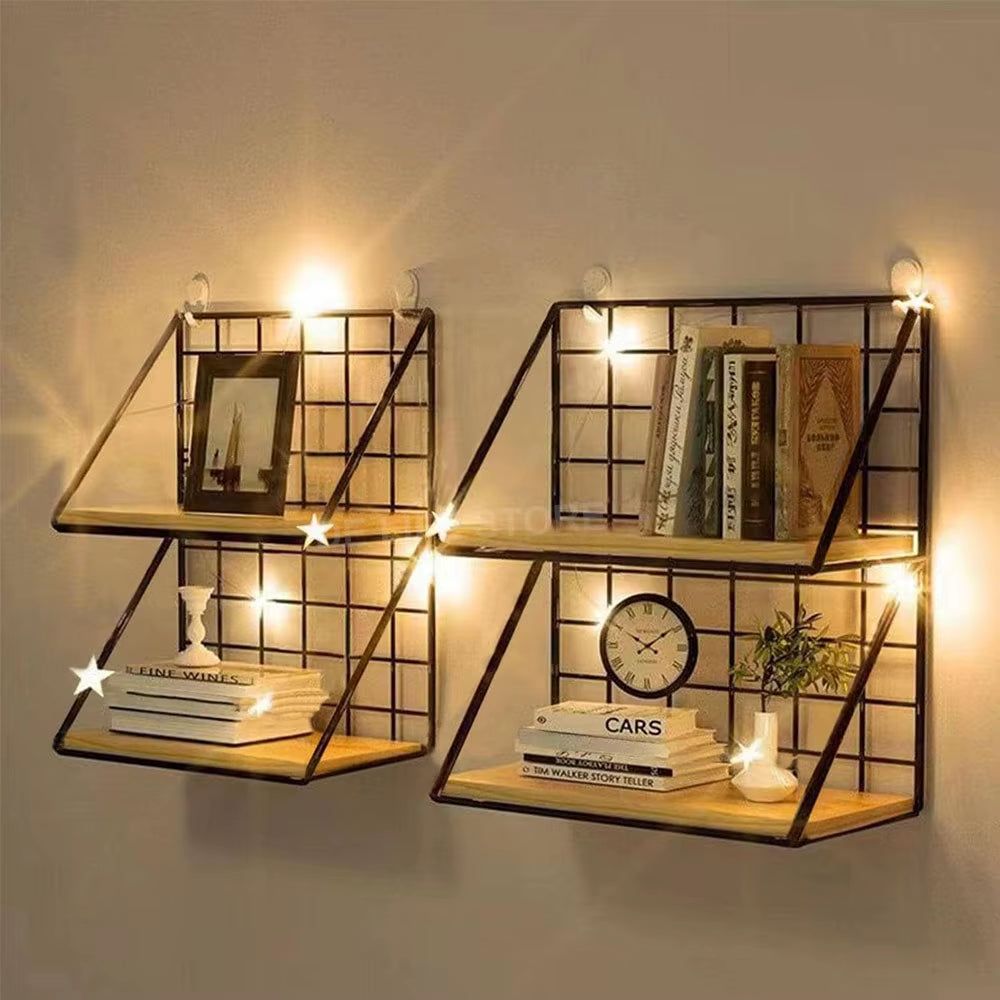 No-Drill Wooden Wall Mounted Floating Shelf – Modern Hanging Storage & Decor Organizer for Living Room & Bedroom