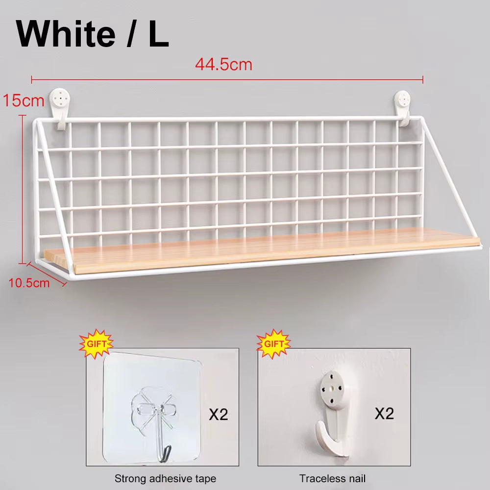 No-Drill Wooden Wall Mounted Floating Shelf – Modern Hanging Storage & Decor Organizer for Living Room & Bedroom