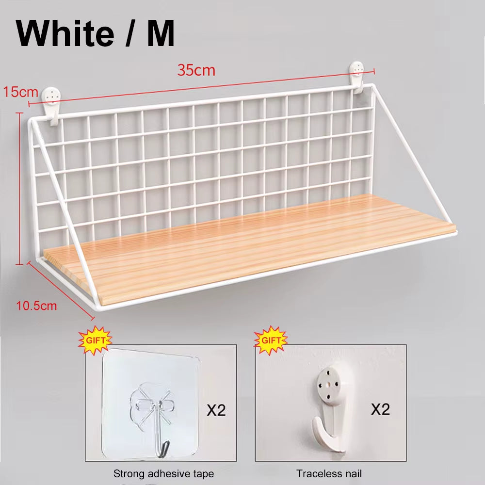 No-Drill Wooden Wall Mounted Floating Shelf – Modern Hanging Storage & Decor Organizer for Living Room & Bedroom