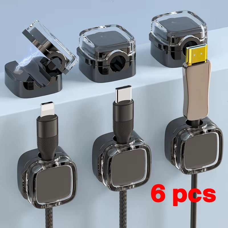 Say Goodbye to Cable Mess with Magnetic Cable Clips – Adjustable Organizer for Modern Workspaces
