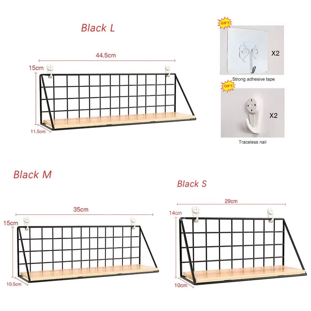 No-Drill Wooden Wall Mounted Floating Shelf – Modern Hanging Storage & Decor Organizer for Living Room & Bedroom