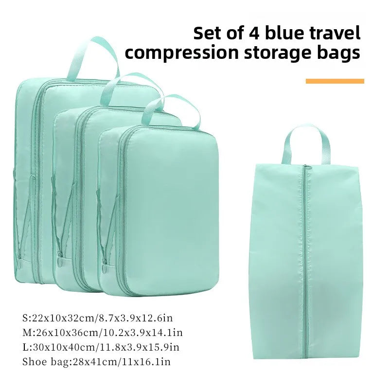 4PCS Waterproof Travel Packing Cubes Set – Compression Organizers for Suitcases & Drawers