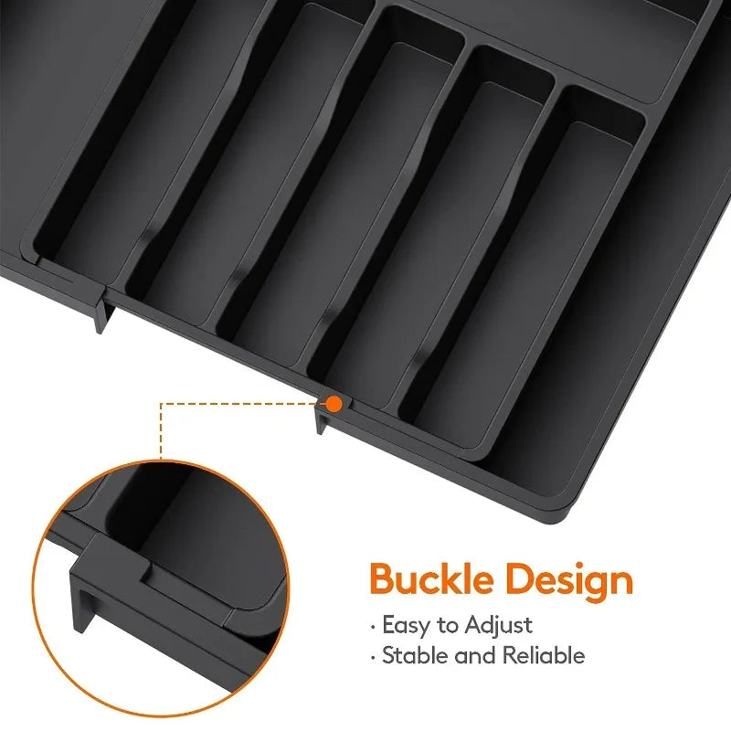 No More Messy Drawers!  Expandable Kitchen Organizer for Cutlery, Utensils & Gadgets