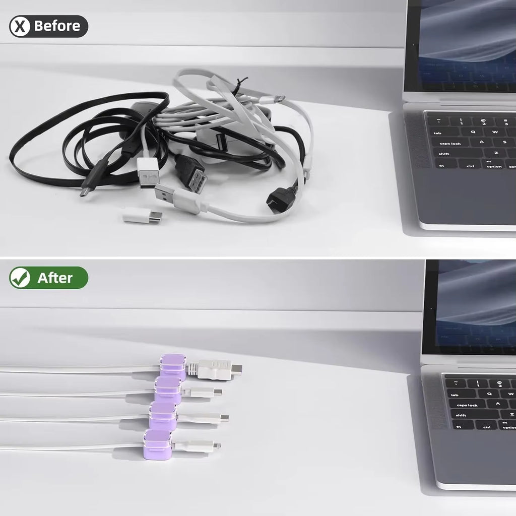 Say Goodbye to Cable Mess with Magnetic Cable Clips – Adjustable Organizer for Modern Workspaces