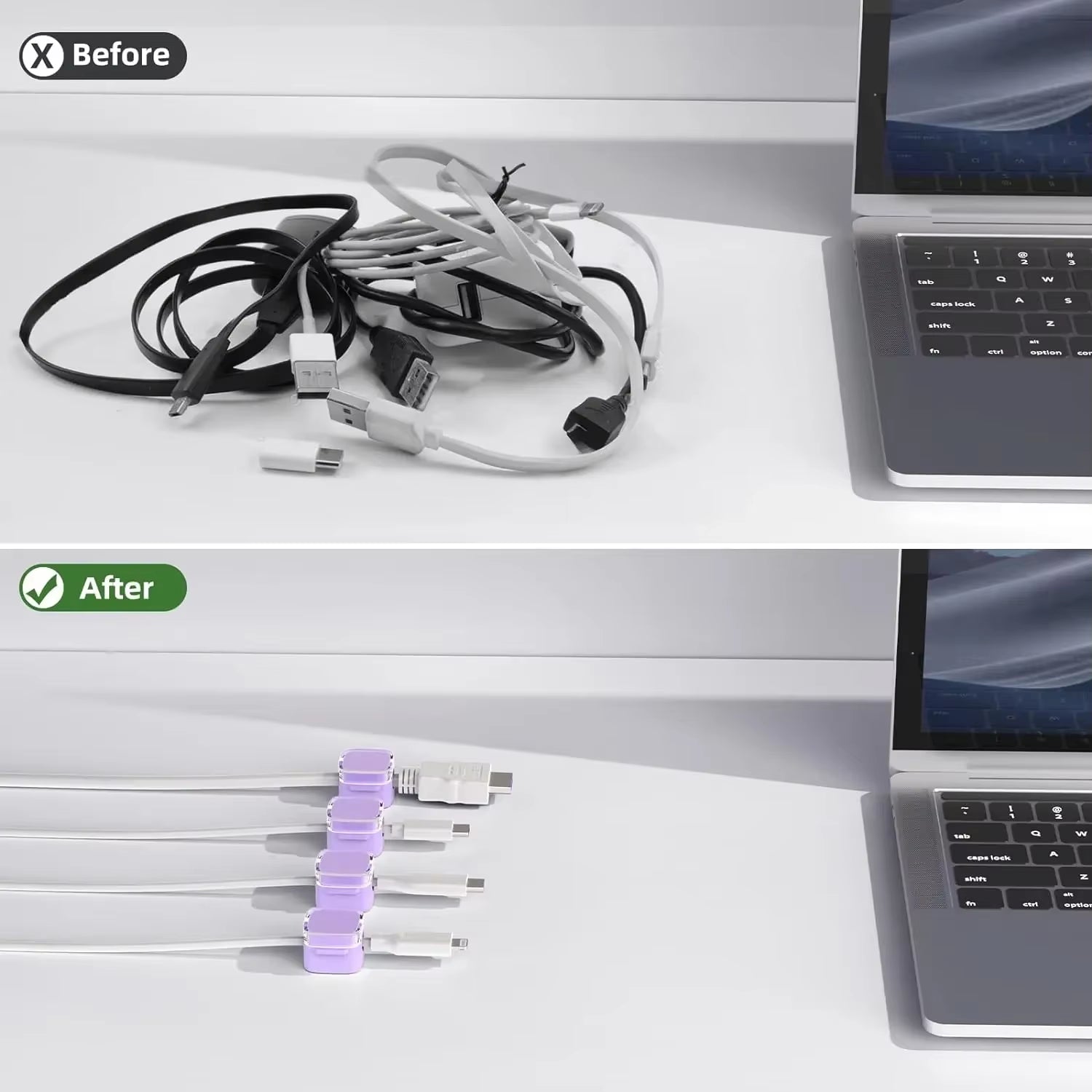 Say Goodbye to Cable Mess with Magnetic Cable Clips – Adjustable Organizer for Modern Workspaces