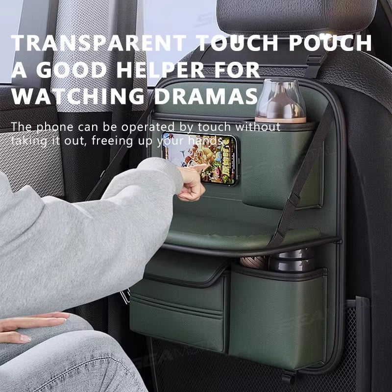 💎No More Messy Backseat – Car Seat Organizer with Tablet Holder & Multi-Pocket Storage