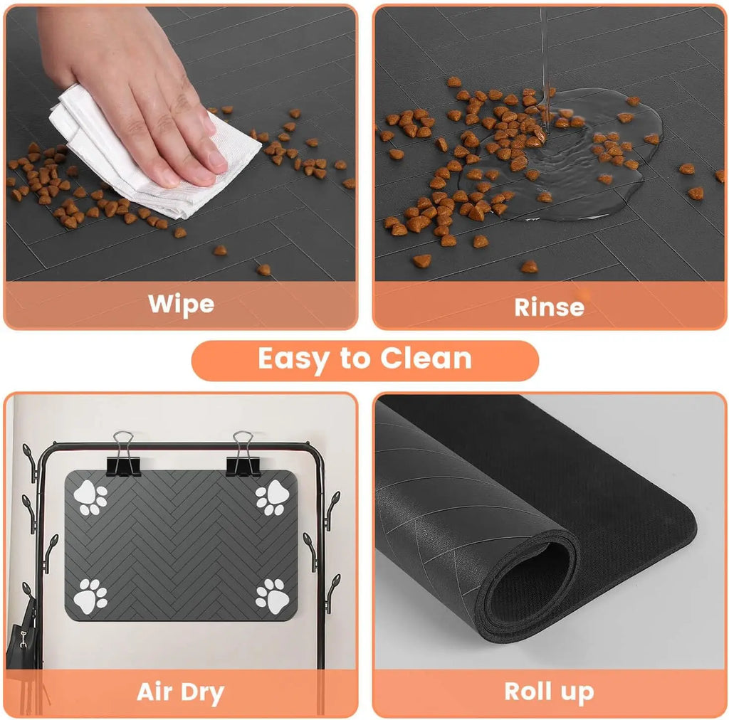 Quick-Dry Feeding Mat – Waterproof Absorbent Pet Food & Water Bowl Mat