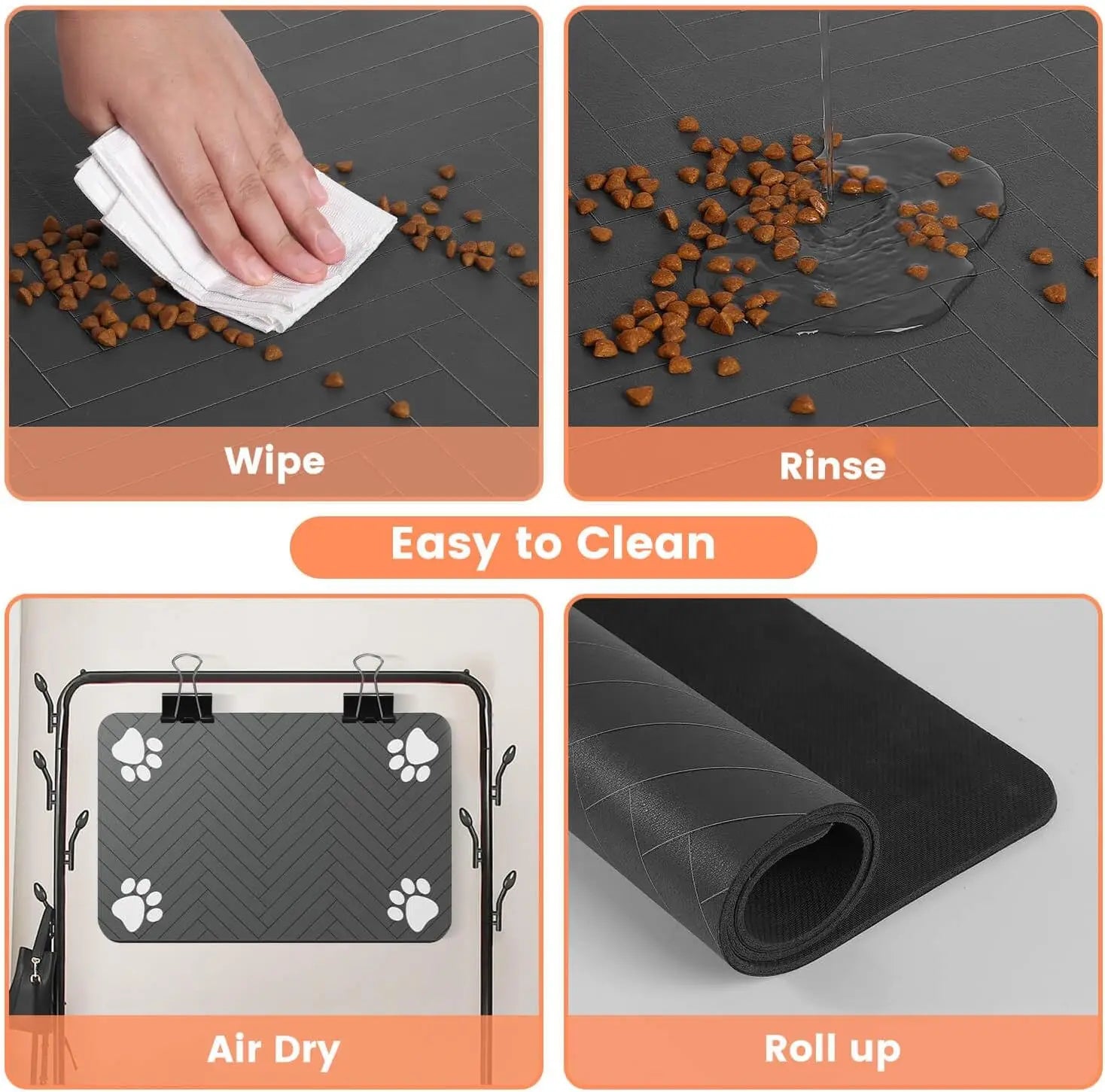 Quick-Dry Feeding Mat – Waterproof Absorbent Pet Food & Water Bowl Mat