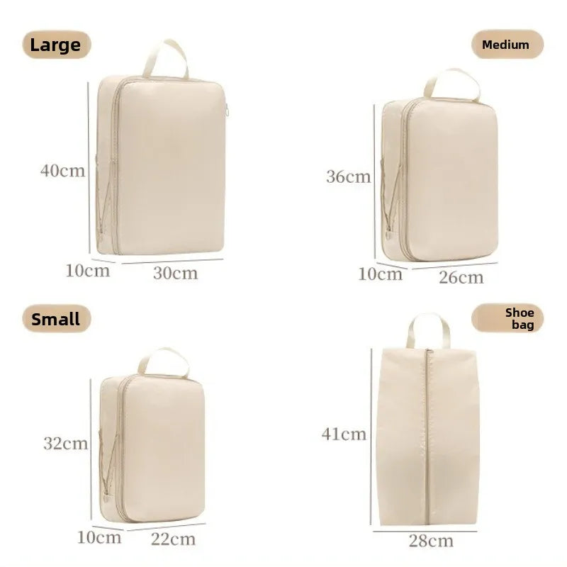 4PCS Waterproof Travel Packing Cubes Set – Compression Organizers for Suitcases & Drawers