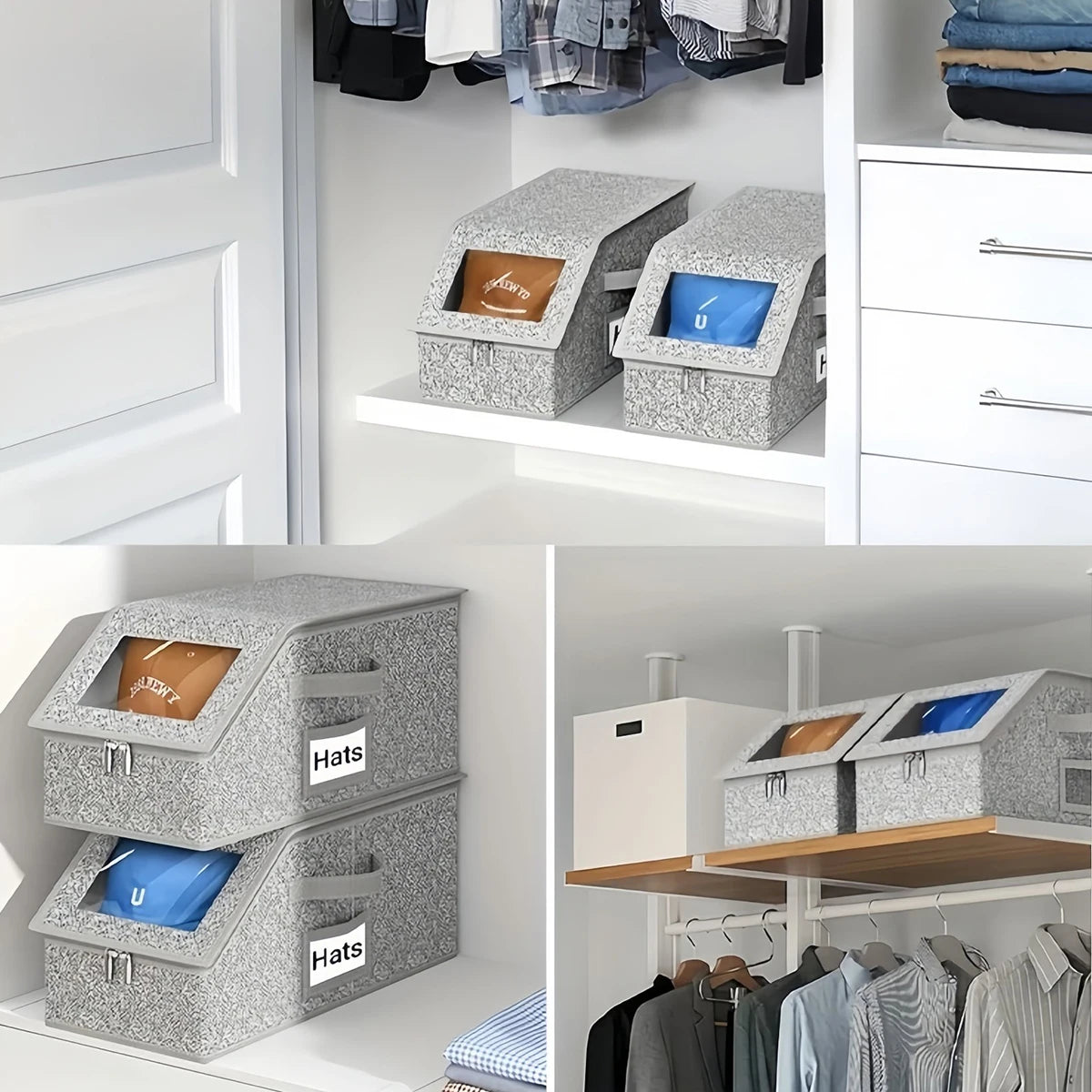 Foldable Zipper Baseball Cap and Hat Storage Organizer - Versatile Wardrobe Storage Solution for Accessories, Socks, and Toys