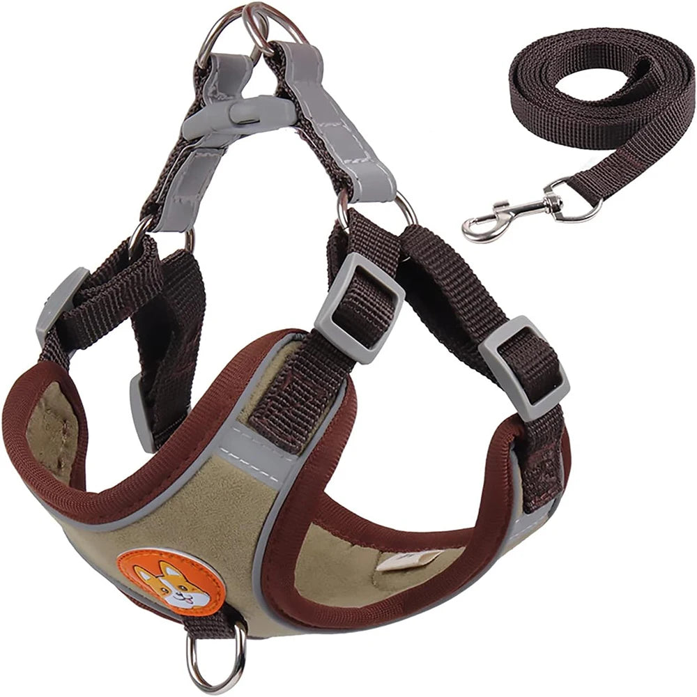 Adjustable Reflective Pet Harness Vest with Leash – Comfortable Chest Strap Walking Set for Dogs