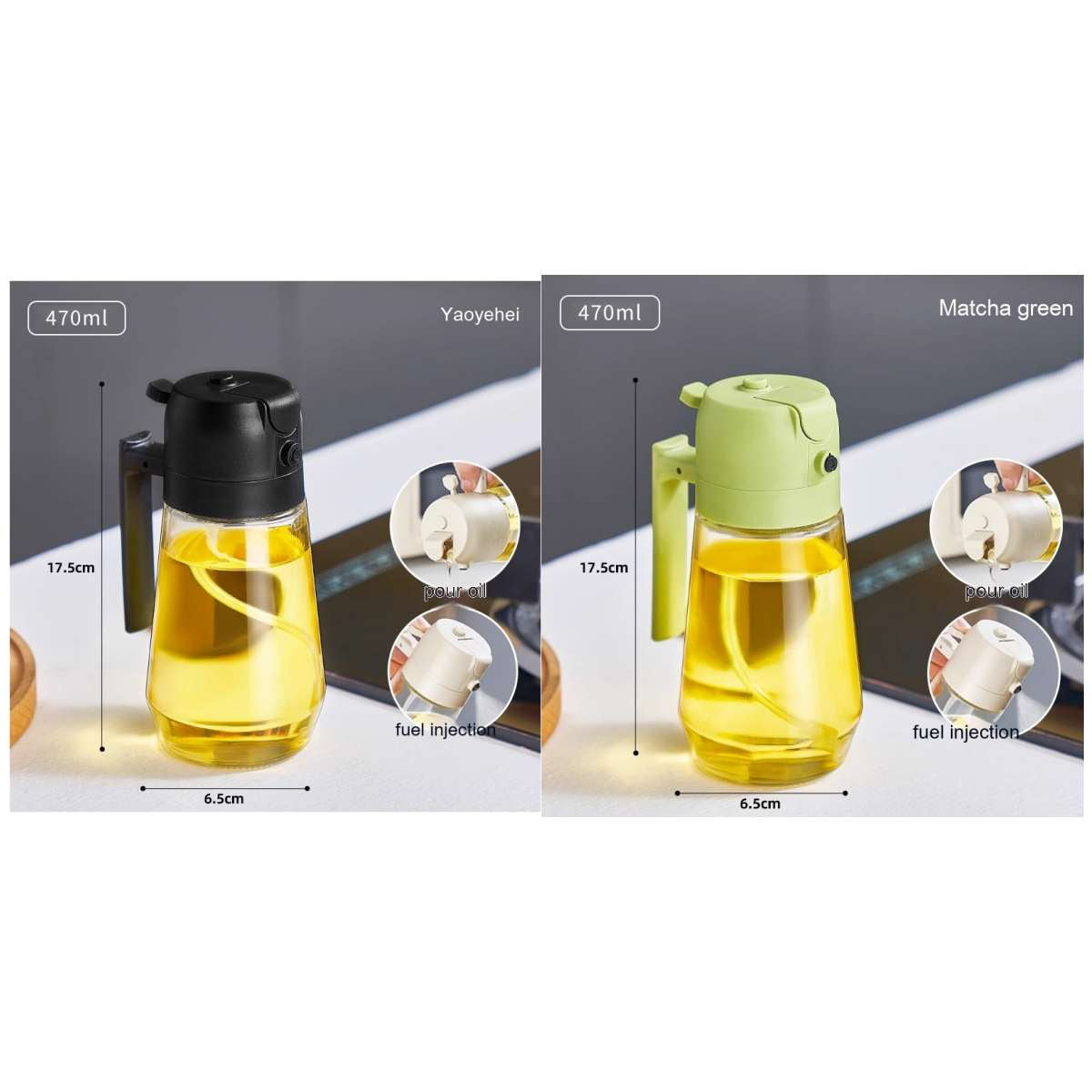 Glass Oil Spray Bottle – Refillable Kitchen Oil Mister for Cooking & BBQ