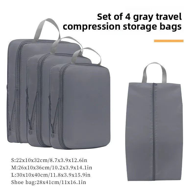 4PCS Waterproof Travel Packing Cubes Set – Compression Organizers for Suitcases & Drawers