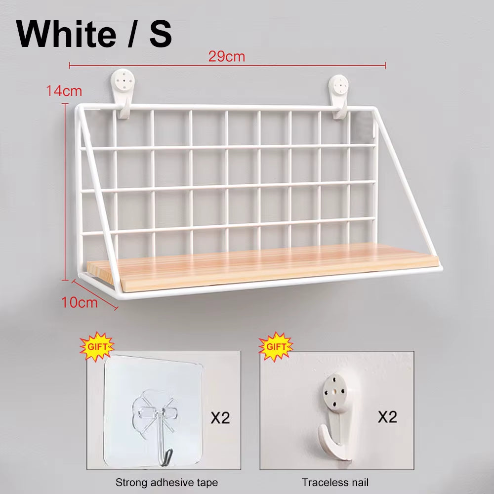 No-Drill Wooden Wall Mounted Floating Shelf – Modern Hanging Storage & Decor Organizer for Living Room & Bedroom