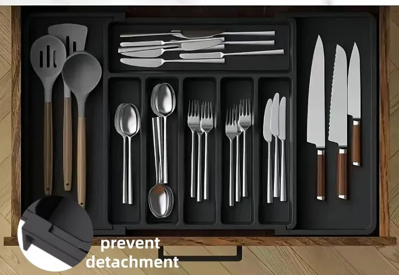 No More Messy Drawers!  Expandable Kitchen Organizer for Cutlery, Utensils & Gadgets