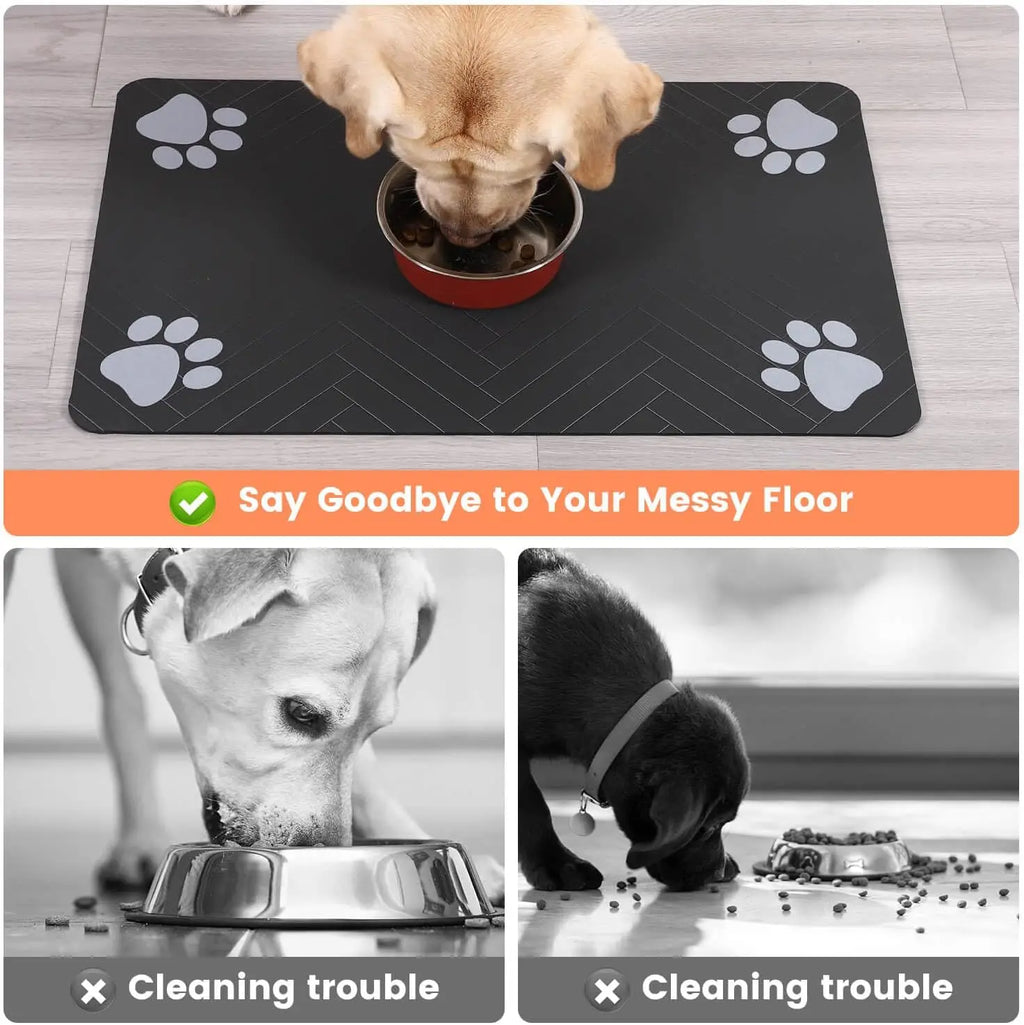 Quick-Dry Feeding Mat – Waterproof Absorbent Pet Food & Water Bowl Mat