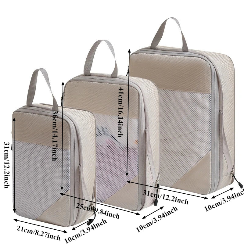 4PCS Waterproof Travel Packing Cubes Set – Compression Organizers for Suitcases & Drawers