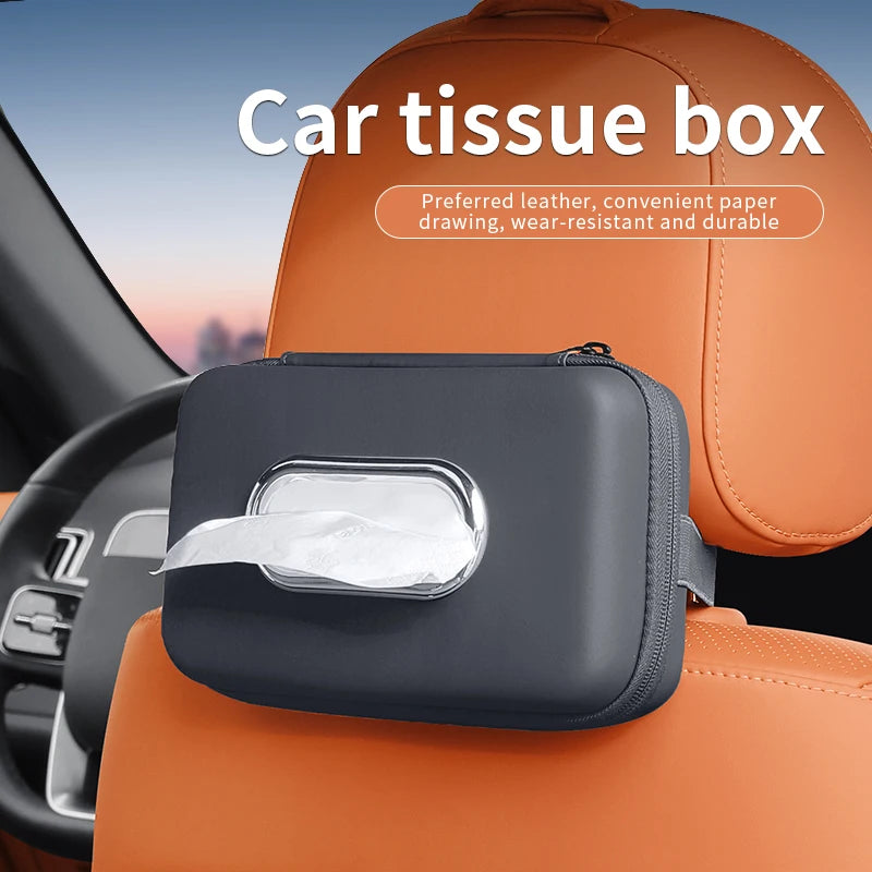 Car Mounted Tissue Box Organizer – Space-Saving Armrest & Sun Visor Storage Bag for Easy Access & Clean Car Interior
