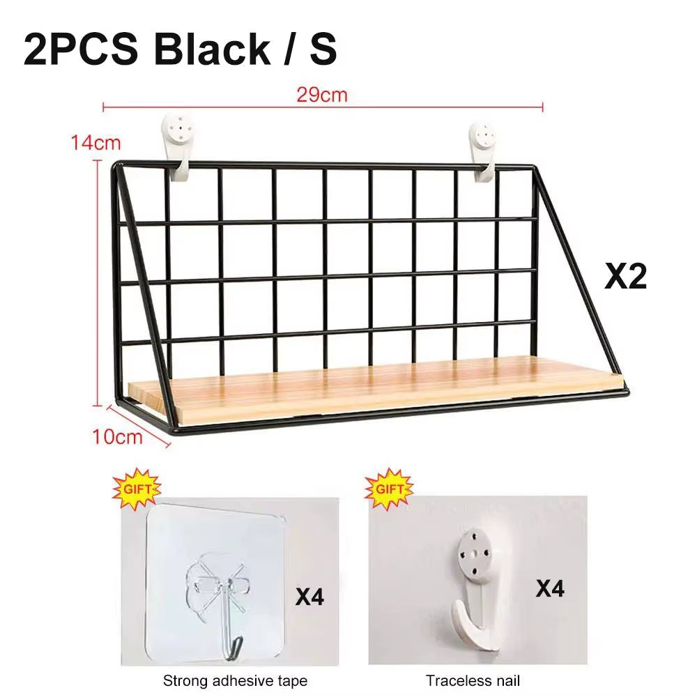 No-Drill Wooden Wall Mounted Floating Shelf – Modern Hanging Storage & Decor Organizer for Living Room & Bedroom