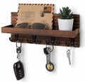  🔑Where Your Essentials Finally Have a Home – Rustic Wooden Entryway Key Holder & Mail Organizer with 4 Hooks for Keys & Sunglasses