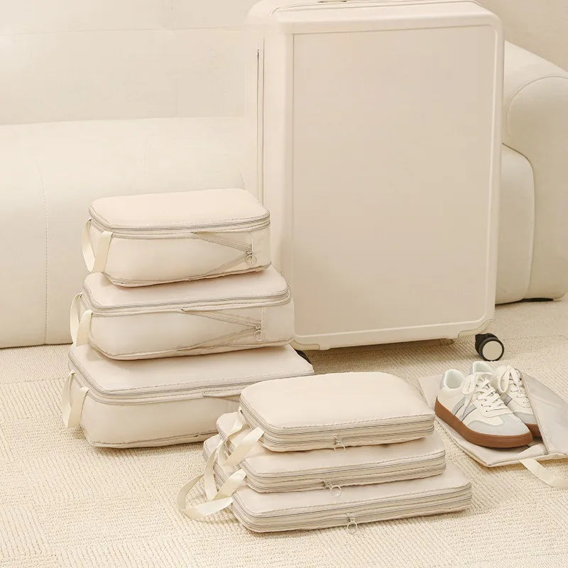 4PCS Waterproof Travel Packing Cubes Set – Compression Organizers for Suitcases & Drawers