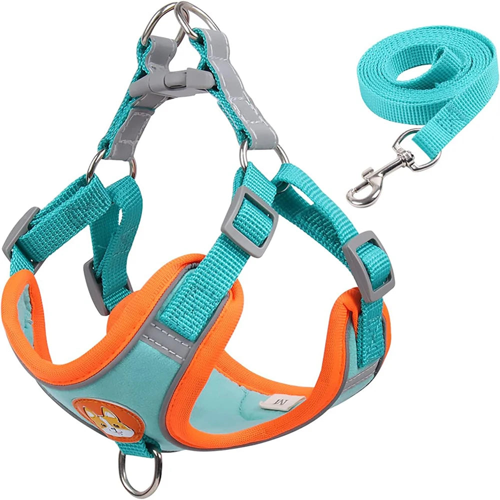 Adjustable Reflective Pet Harness Vest with Leash – Comfortable Chest Strap Walking Set for Dogs