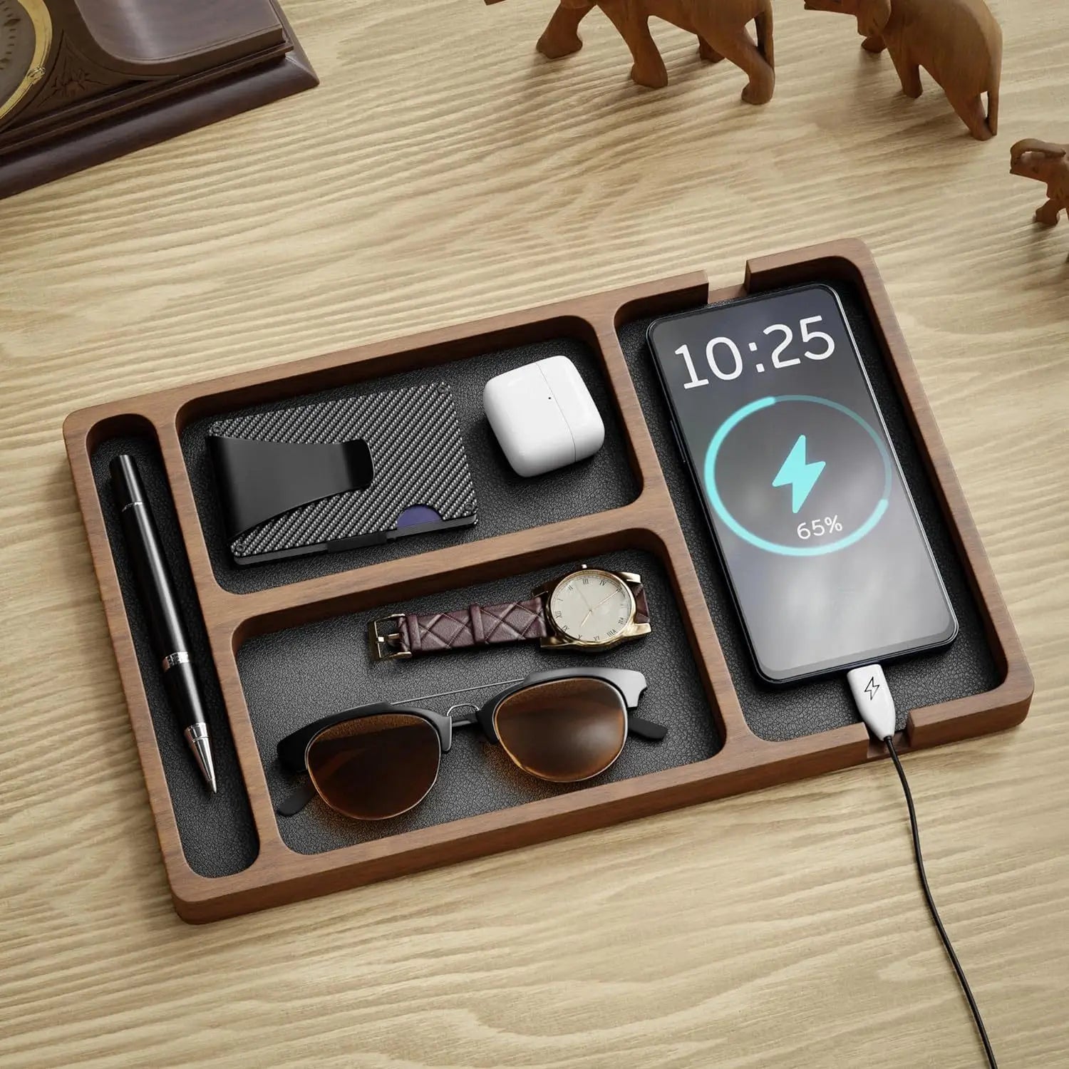 Transform Desk Clutter into Calm — The Premium Solid Wood Organizer for Your Phone, Headphones, Keys & Everyday Essentials