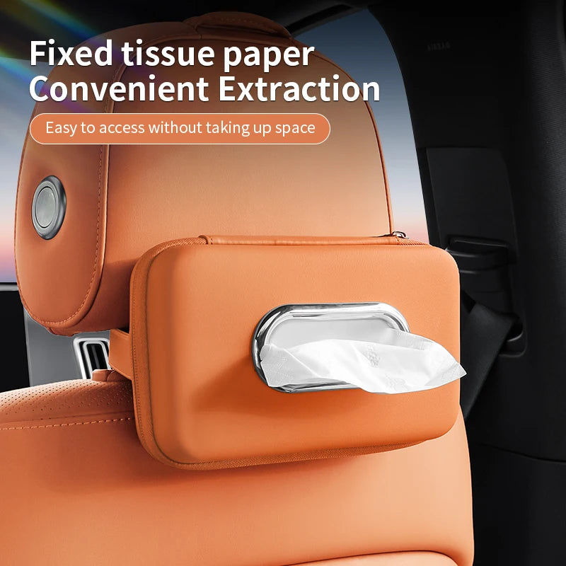 Car Mounted Tissue Box Organizer – Space-Saving Armrest & Sun Visor Storage Bag for Easy Access & Clean Car Interior