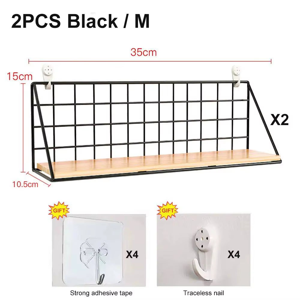 No-Drill Wooden Wall Mounted Floating Shelf – Modern Hanging Storage & Decor Organizer for Living Room & Bedroom