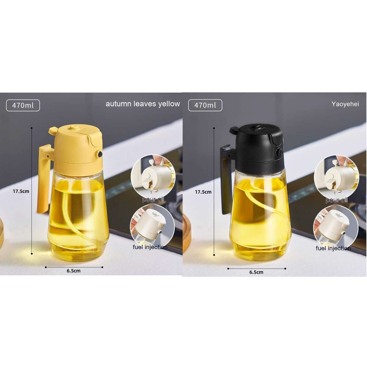 Glass Oil Spray Bottle – Refillable Kitchen Oil Mister for Cooking & BBQ
