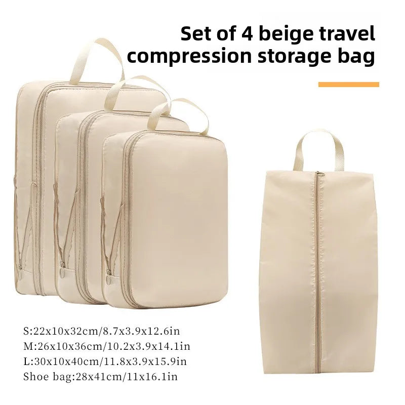 4PCS Waterproof Travel Packing Cubes Set – Compression Organizers for Suitcases & Drawers