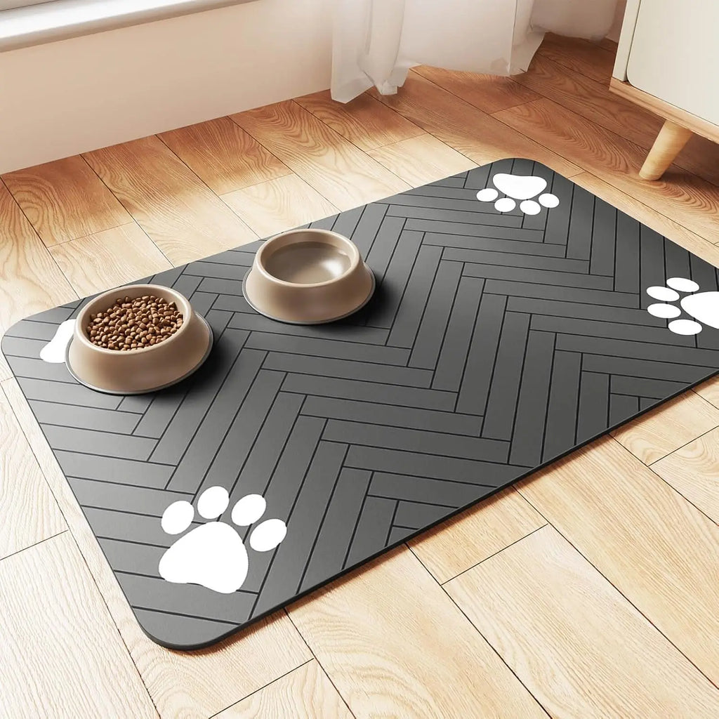 Quick-Dry Feeding Mat – Waterproof Absorbent Pet Food & Water Bowl Mat