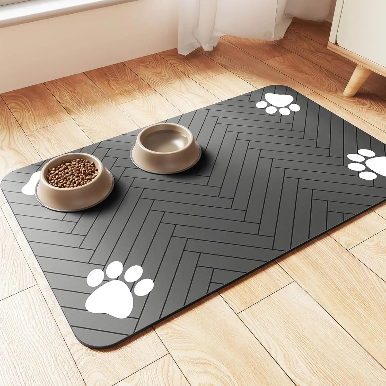 Quick-Dry Feeding Mat – Waterproof Absorbent Pet Food & Water Bowl Mat