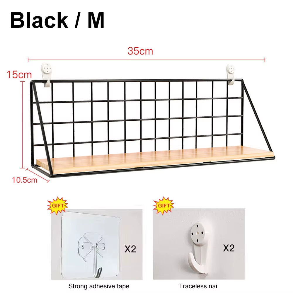 No-Drill Wooden Wall Mounted Floating Shelf – Modern Hanging Storage & Decor Organizer for Living Room & Bedroom