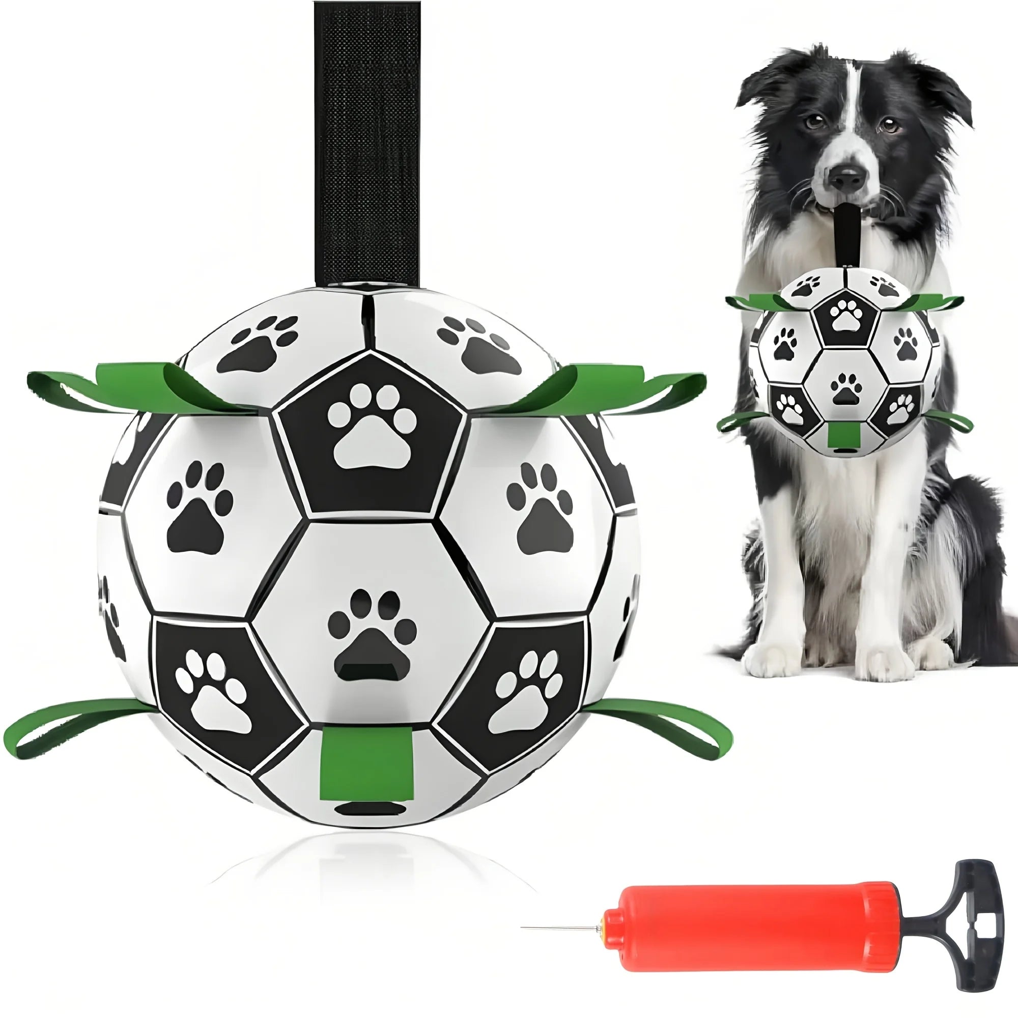 ActivePaws Dog Soccer Ball – Interactive Fetch, Tug & Chase Toy with Easy-Grip Handle 🐾⚽
