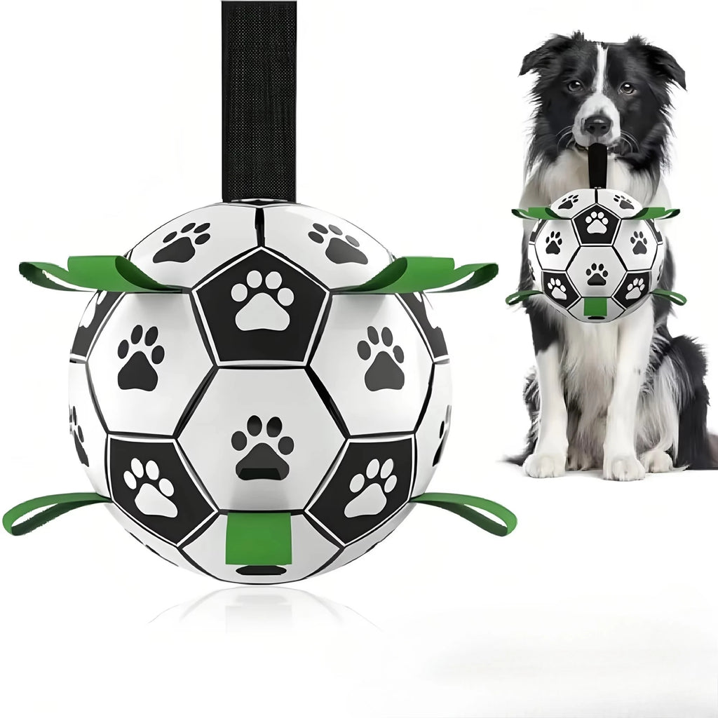 ActivePaws Dog Soccer Ball – Interactive Fetch, Tug & Chase Toy with Easy-Grip Handle 🐾⚽