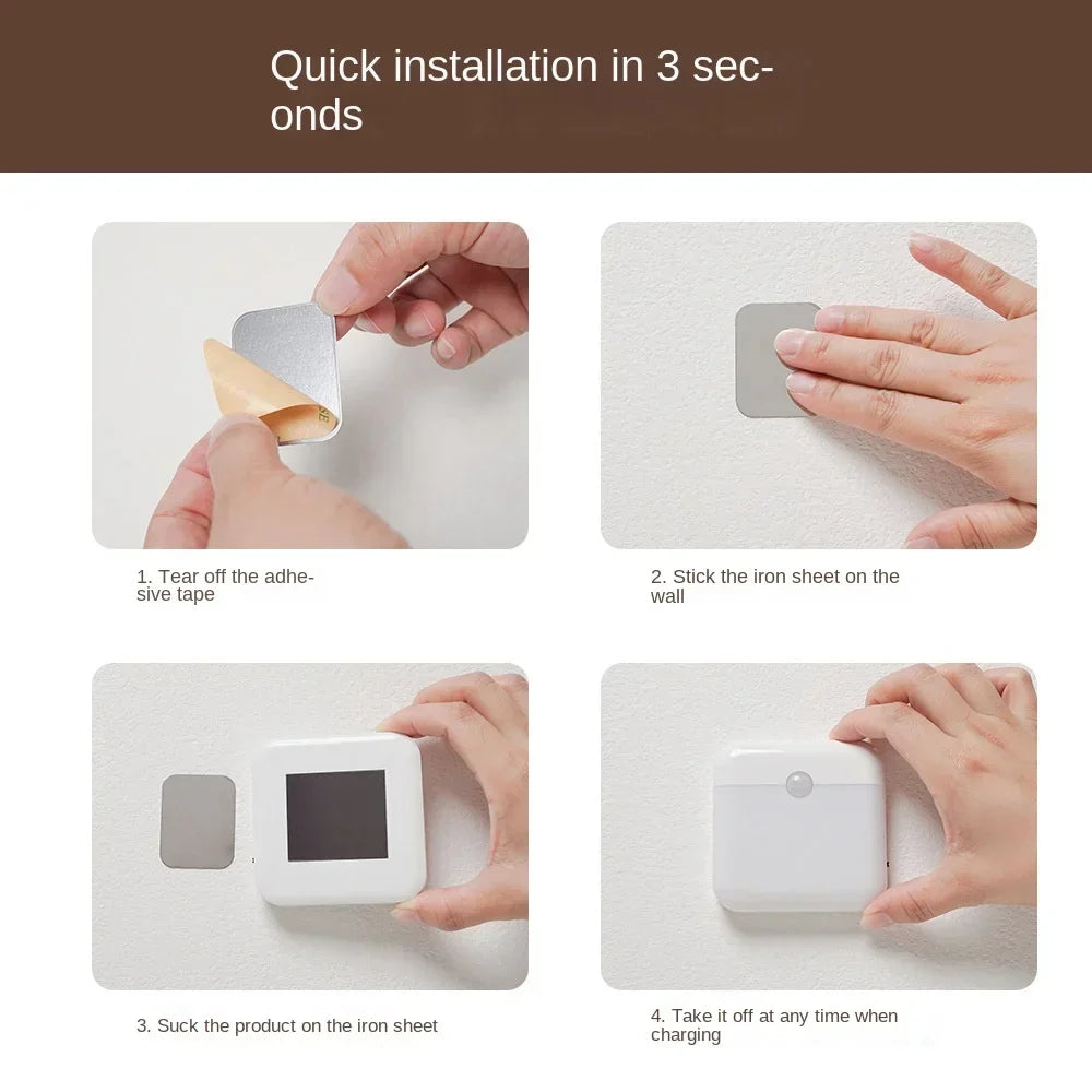 Motion Sensor LED Night Light – USB Rechargeable Wireless Lamp for Home Use