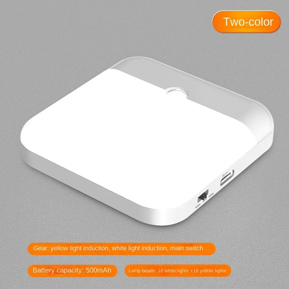 Motion Sensor LED Night Light – USB Rechargeable Wireless Lamp for Home Use