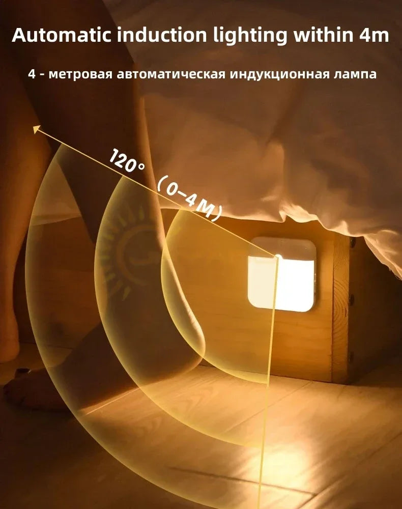 Motion Sensor LED Night Light – USB Rechargeable Wireless Lamp for Home Use