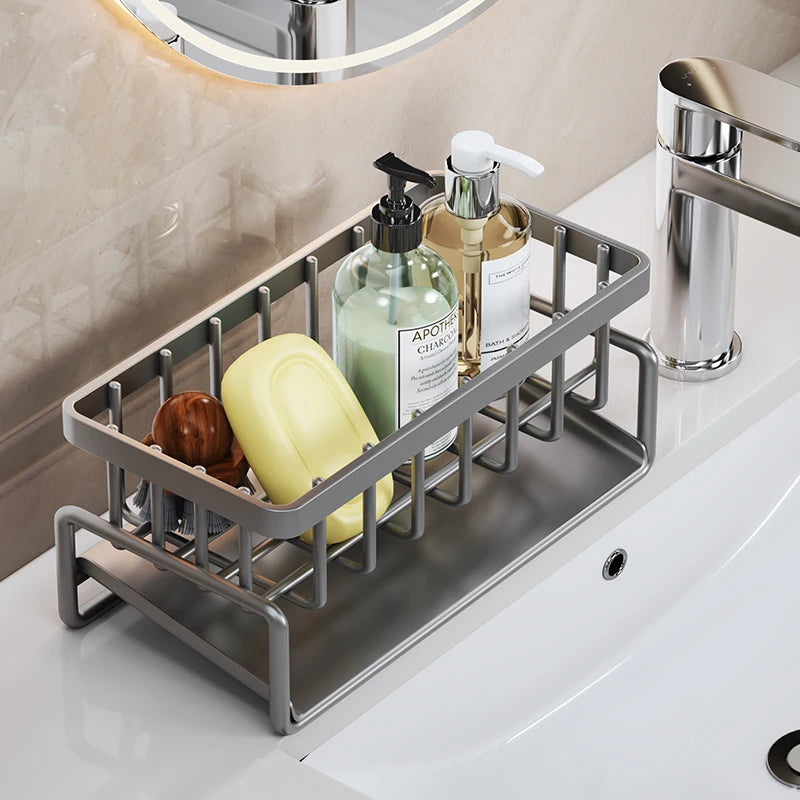 Premium Stainless Steel Sink Caddy  – Sponge Holder, Dishcloth Storage & Quick-Drain Kitchen Organizer