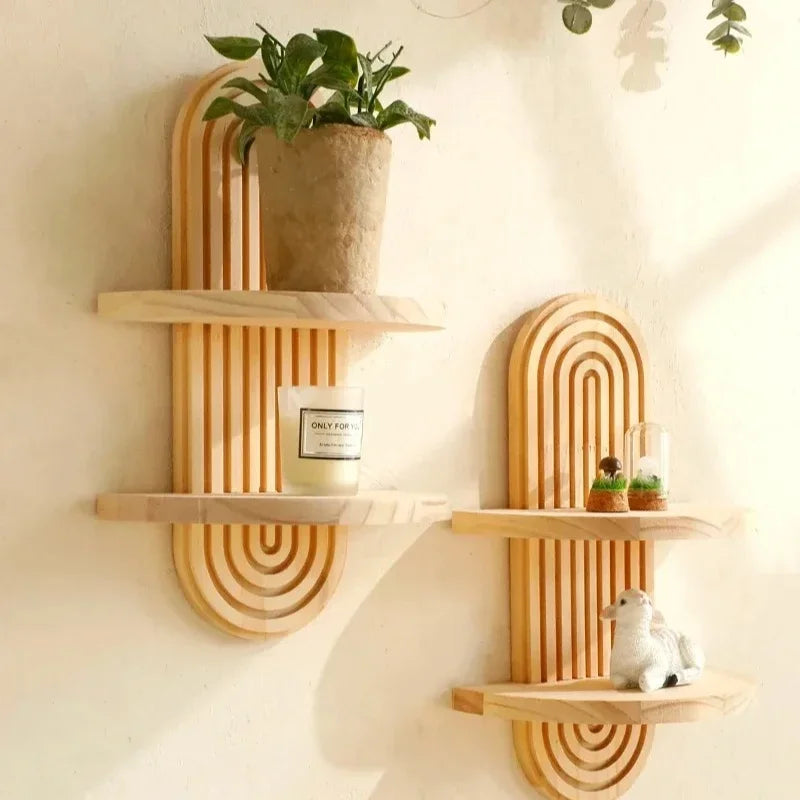 🏡Declutter & Decorate Your Space with a Boho Wooden Wall Shelf – Stylish Storage for Living Room, Bathroom & Bedroom