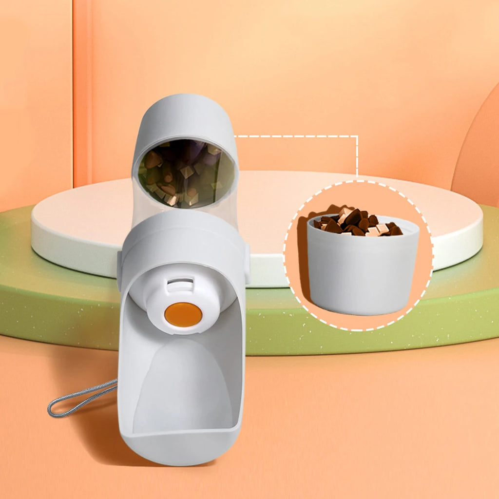 2-in-1 Portable Dog & Cat Water Bottle with Food Storage Container – Leakproof Travel Pet Feeder Bowl for Walking, Hiking & Travel