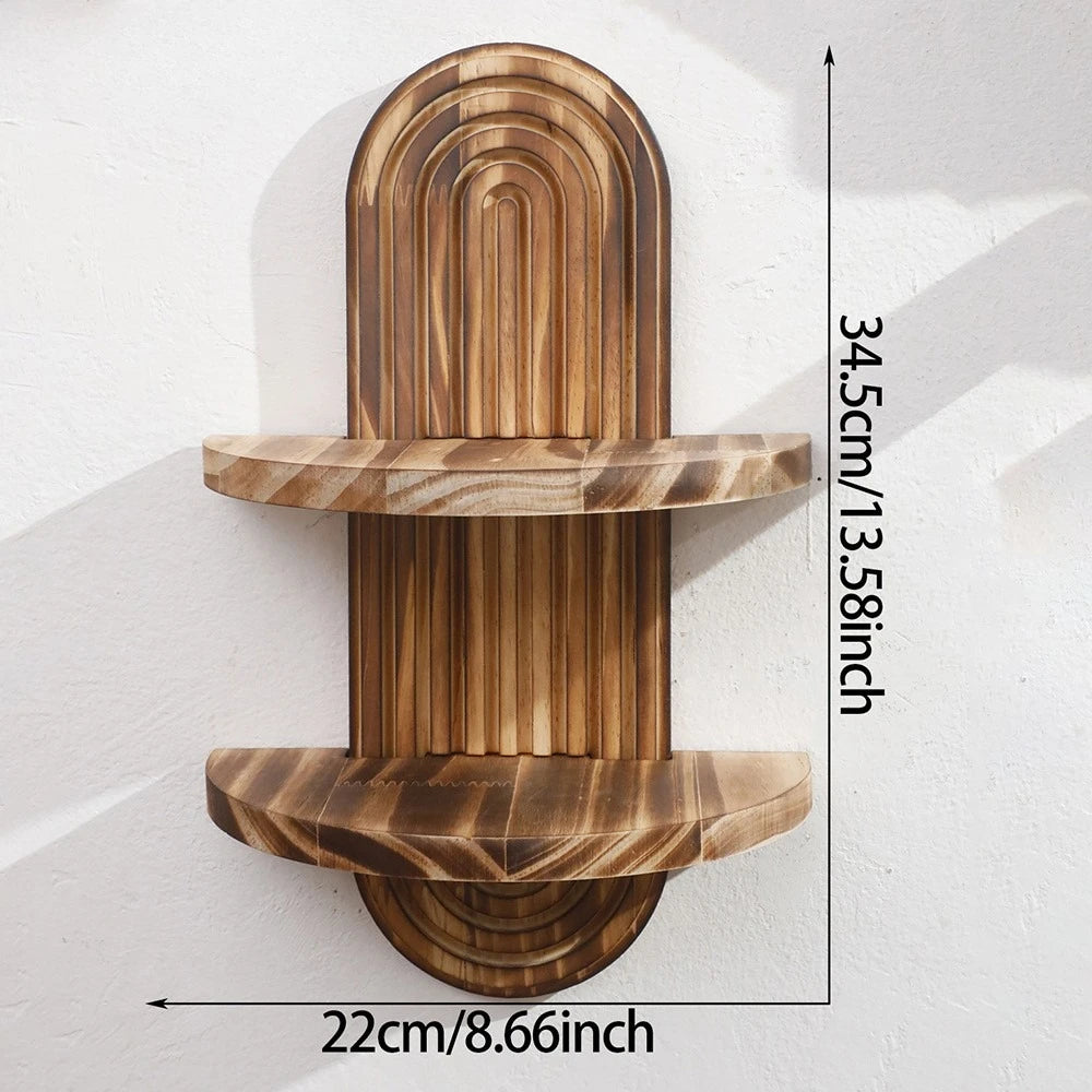 🏡Declutter & Decorate Your Space with a Boho Wooden Wall Shelf – Stylish Storage for Living Room, Bathroom & Bedroom