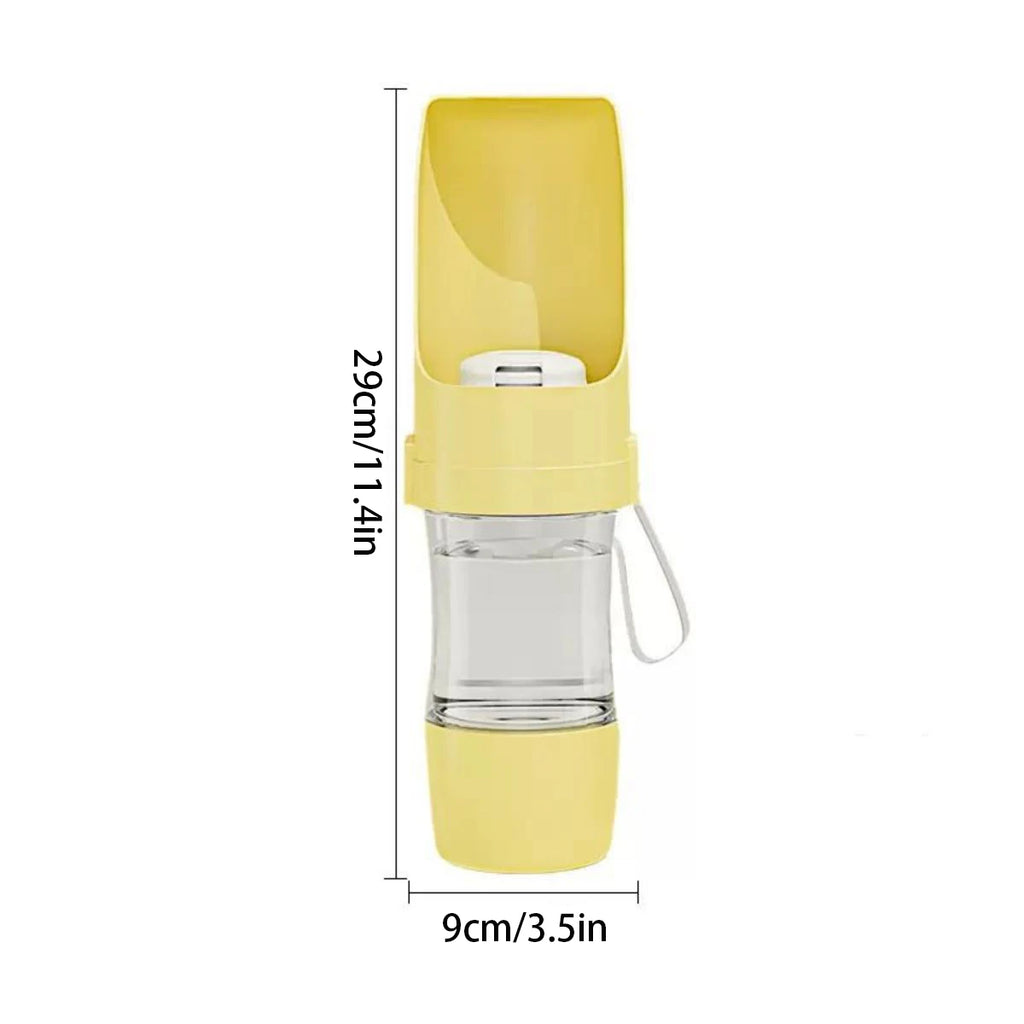 2-in-1 Portable Dog & Cat Water Bottle with Food Storage Container – Leakproof Travel Pet Feeder Bowl for Walking, Hiking & Travel